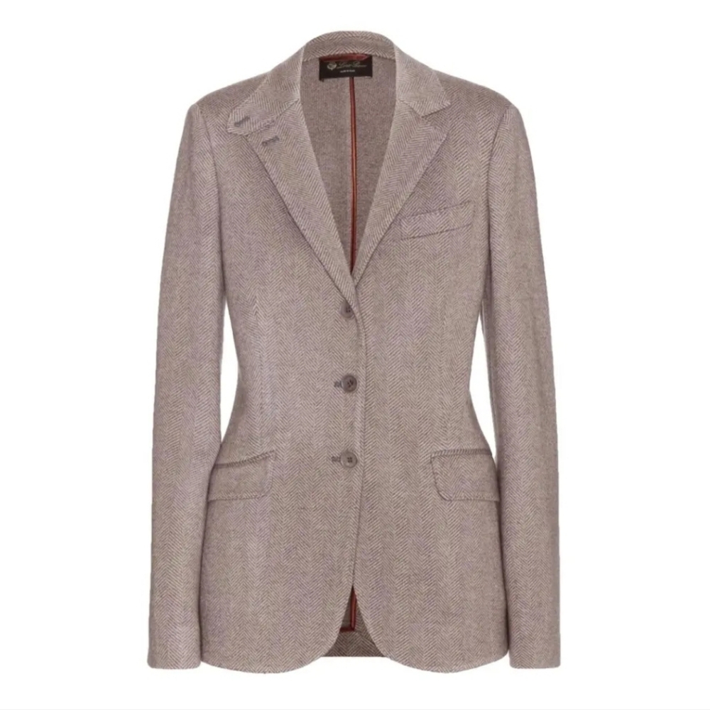 Loro Piana London Bridge Pink Herringbone Cashmere Blazer